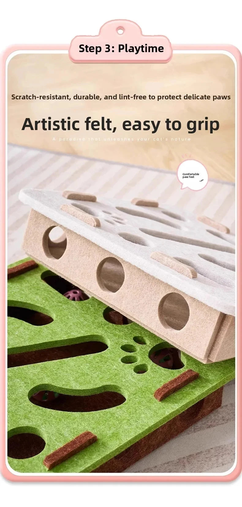 Interactive Cat Puzzle Box Toy with Rolling Balls – Indoor Hunting & Exercise Game