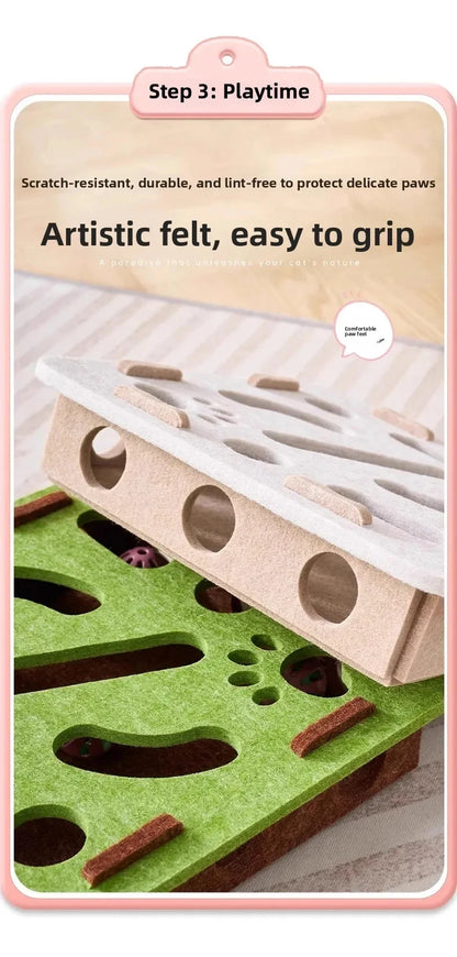 Interactive Cat Puzzle Box Toy with Rolling Balls – Indoor Hunting & Exercise Game