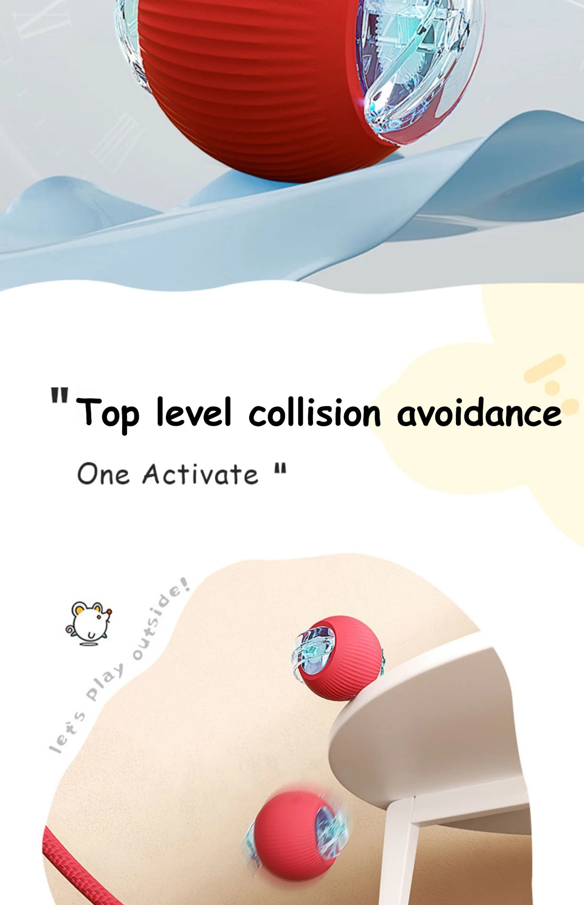 Smart Rolling Ball Cat Toy – Rechargeable Automatic Interactive Toy with Faux Tail