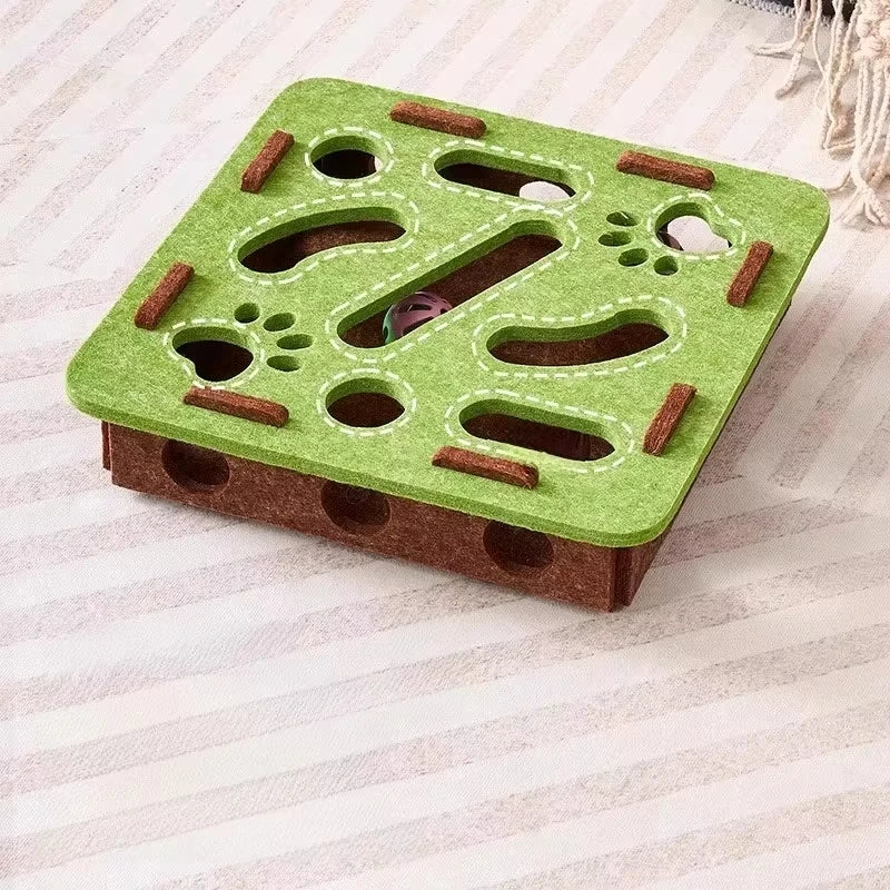 Interactive Cat Puzzle Box Toy with Rolling Balls – Indoor Hunting & Exercise Game