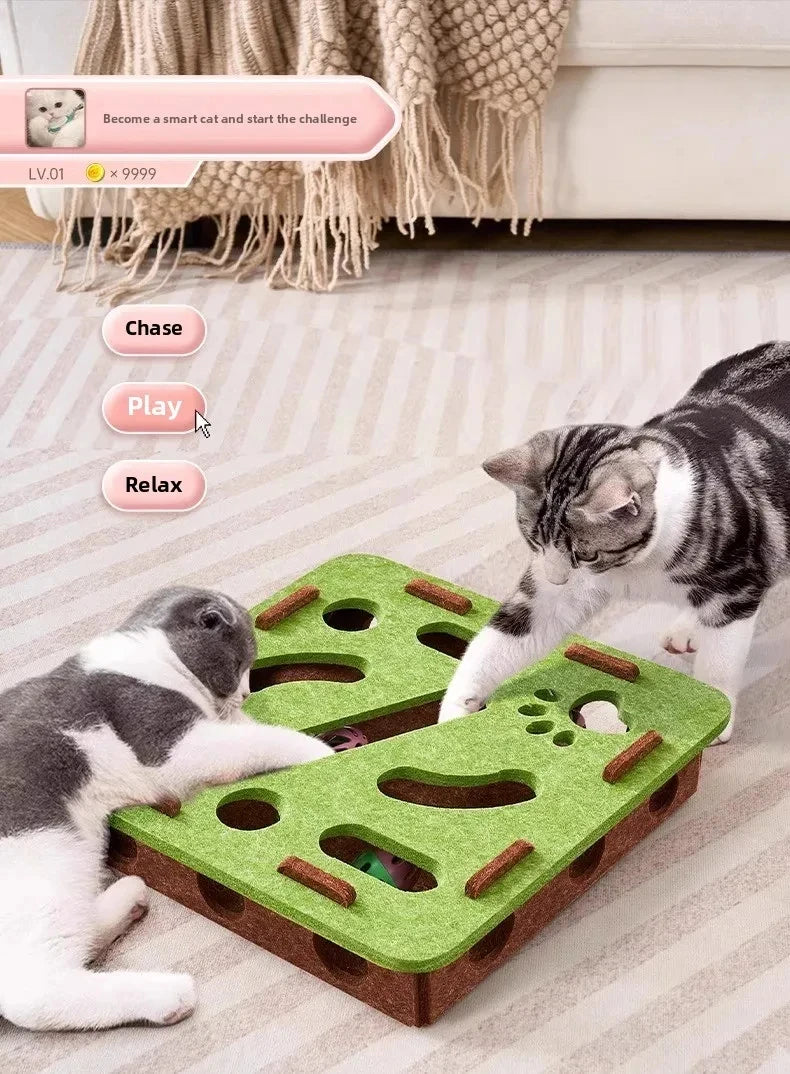 Interactive Cat Puzzle Box Toy with Rolling Balls – Indoor Hunting & Exercise Game