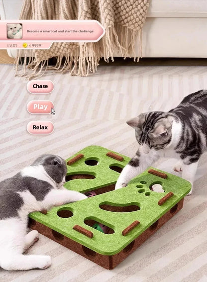 Interactive Cat Puzzle Box Toy with Rolling Balls – Indoor Hunting & Exercise Game