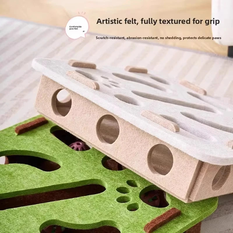 Interactive Cat Puzzle Box Toy with Rolling Balls – Indoor Hunting & Exercise Game