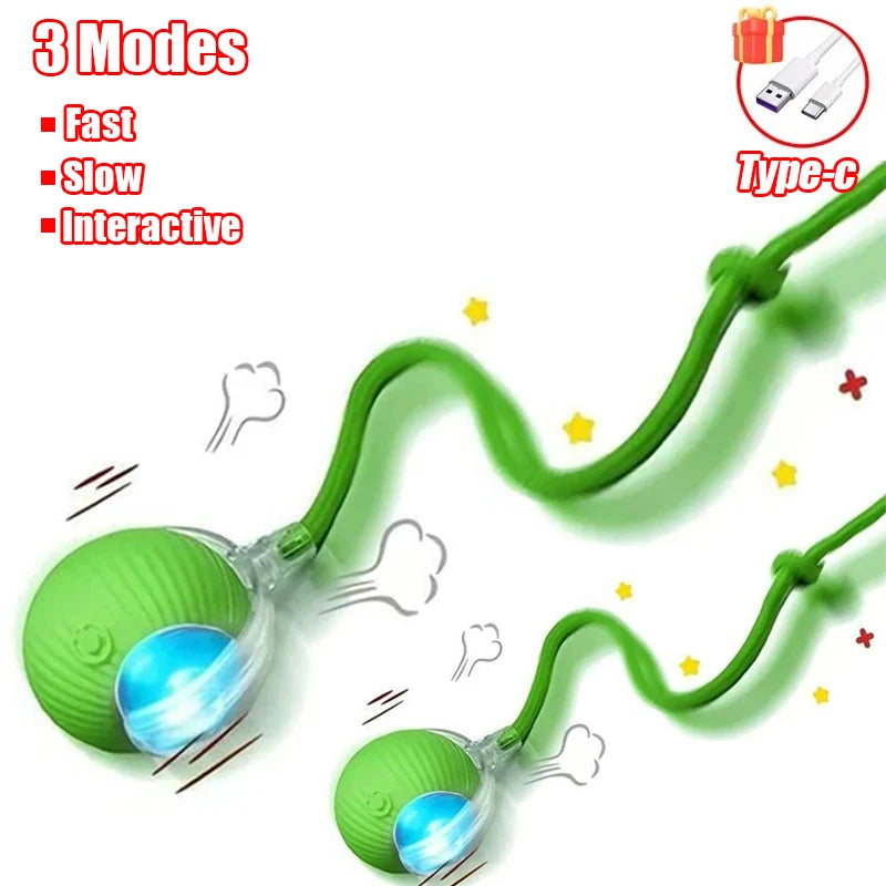 Smart Rolling Ball Cat Toy – Rechargeable Automatic Interactive Toy with Faux Tail