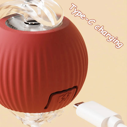 Smart Rolling Ball Cat Toy – Rechargeable Automatic Interactive Toy with Faux Tail