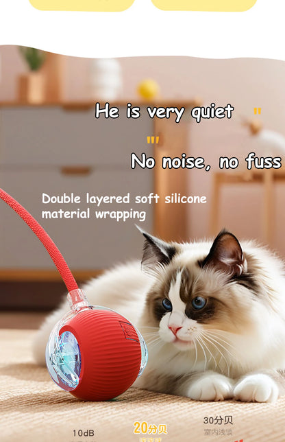 Smart Rolling Ball Cat Toy – Rechargeable Automatic Interactive Toy with Faux Tail