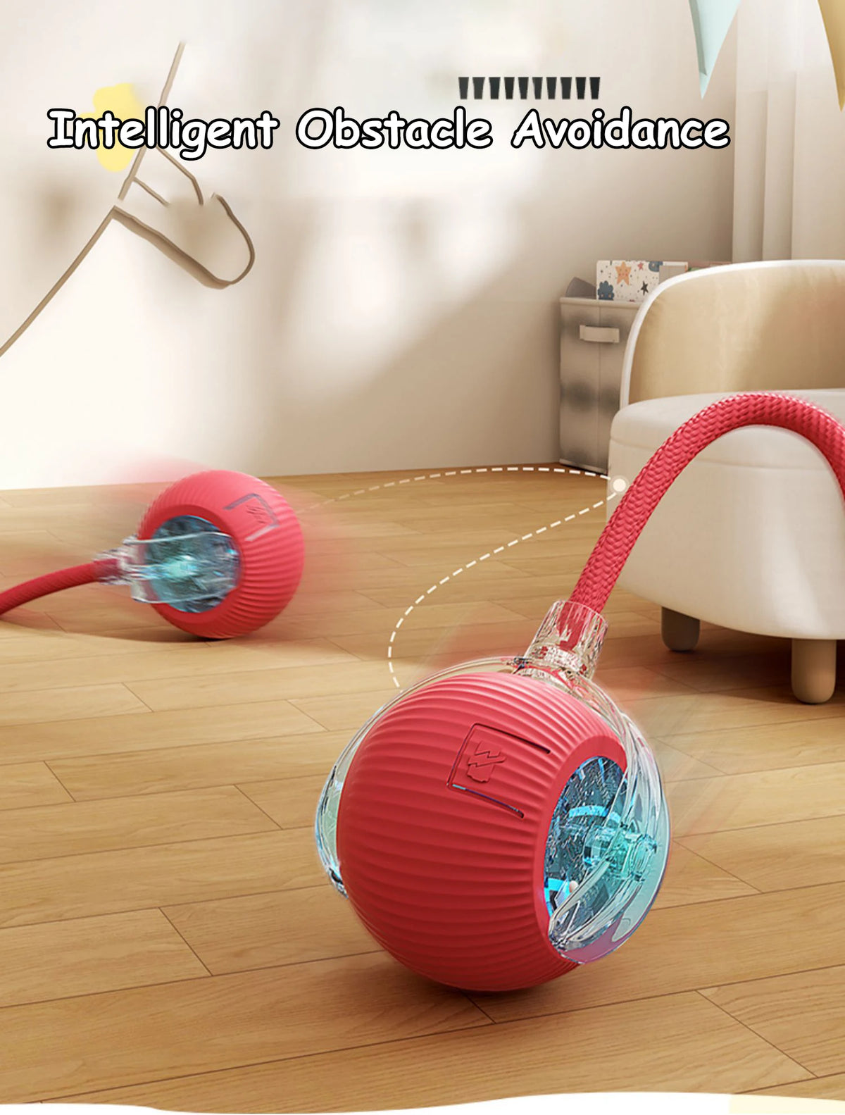 Smart Rolling Ball Cat Toy – Rechargeable Automatic Interactive Toy with Faux Tail