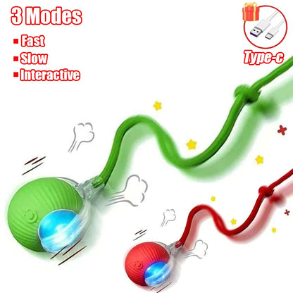 Smart Rolling Ball Cat Toy – Rechargeable Automatic Interactive Toy with Faux Tail