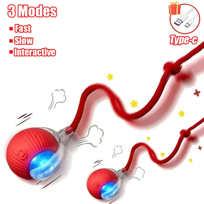 Smart Rolling Ball Cat Toy – Rechargeable Automatic Interactive Toy with Faux Tail